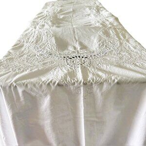 Quaker Lace Dining Tablecloth with 12 Serviettes White Elegant 101 x 67
